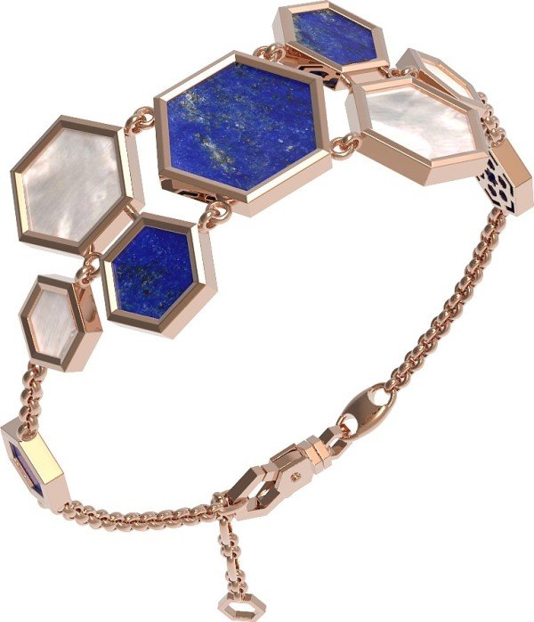 Браслет из золота c лазуритом и перламутром