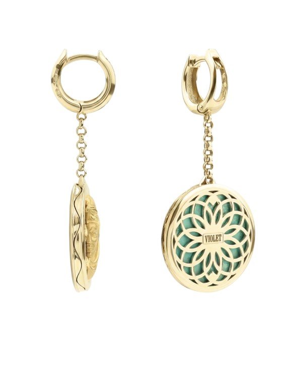 Серьги из лимонного золота c бирюзой и лазуритом