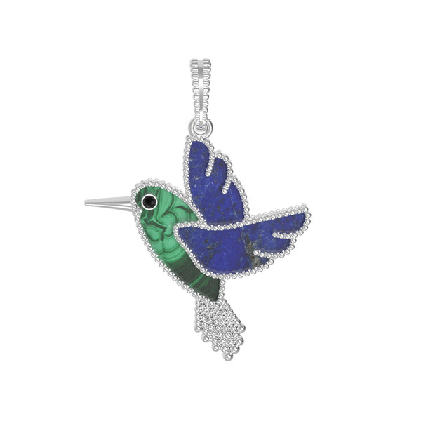 Подвеска из белого золота c эмалью, лазуритом и малахитом