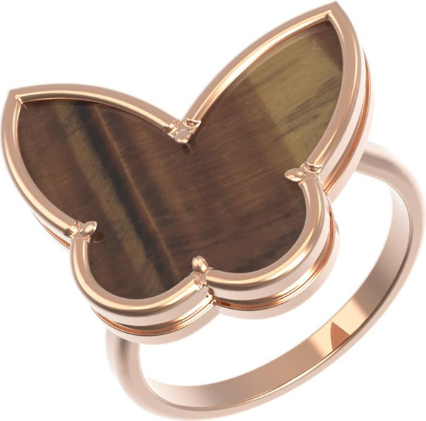 Кольцо из золота c тигровым глазом