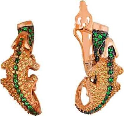 Серьги из золота 585 пробы c фианитом