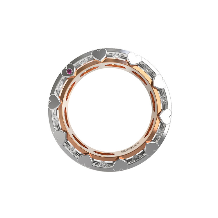 Кольцо из золота c бриллиантами и рубином