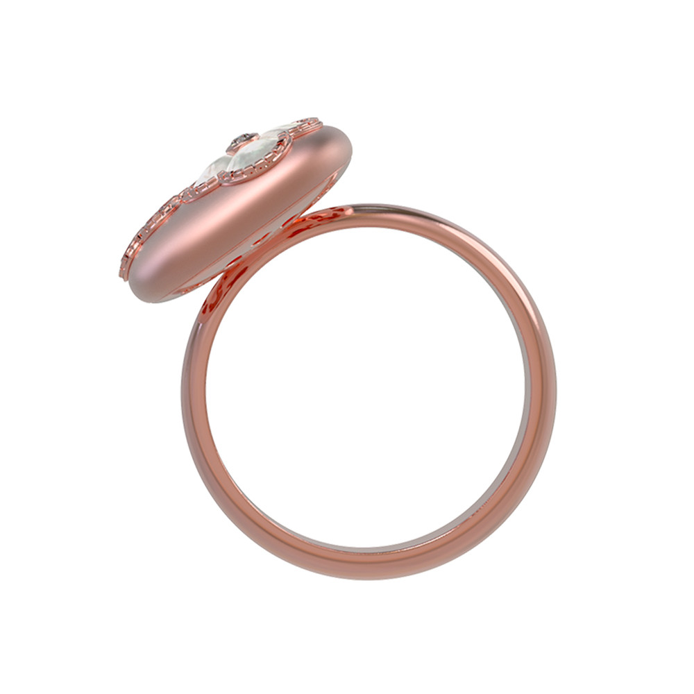 Кольцо из розового золота c бриллиантами и перламутром