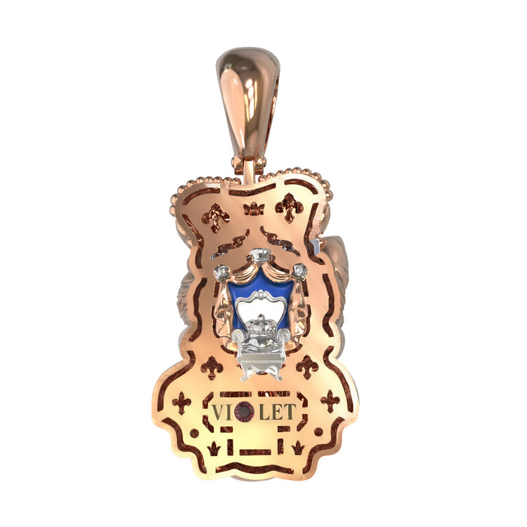 Подвеска из золота c эмалью, бриллиантами и рубином