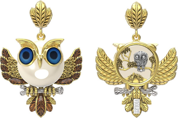 Подвеска из лимонного золота c эмалью и жемчугом