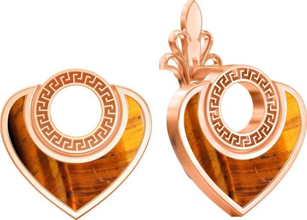 Серьги из золота 585 пробы c тигровым глазом