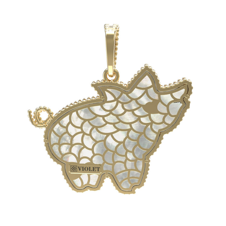 Подвеска из лимонного золота c эмалью и перламутром