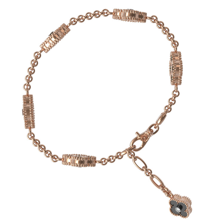 Браслет из золота c бриллиантами, ониксом и перламутром