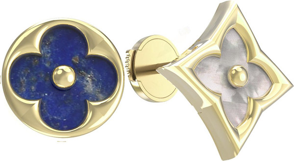 Серьги из лимонного золота c лазуритом и перламутром