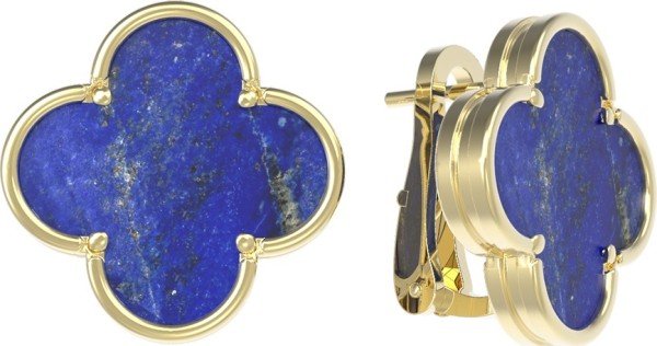 Серьги из лимонного золота 585 пробы c лазуритом