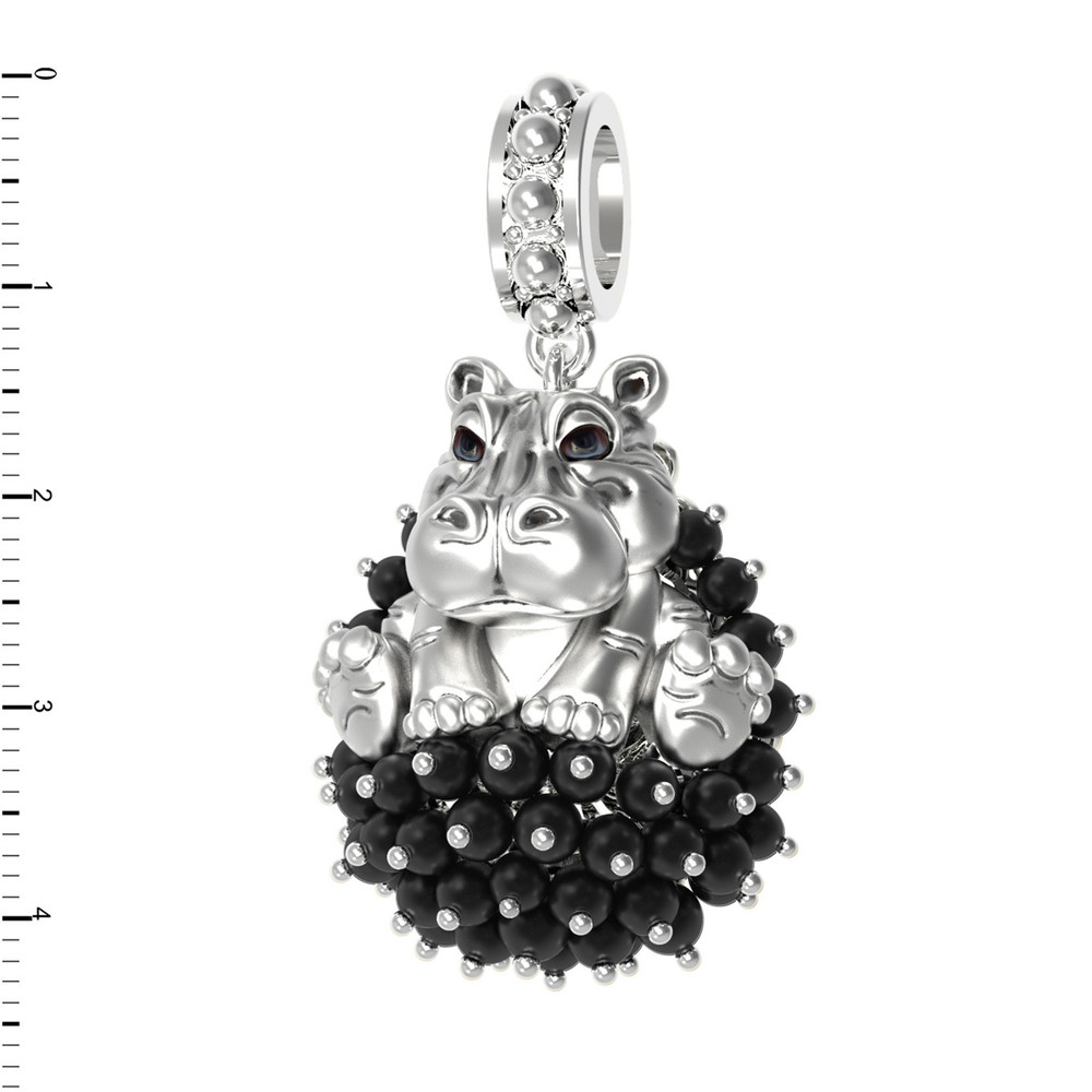 Подвеска из белого золота c эмалью и ониксом