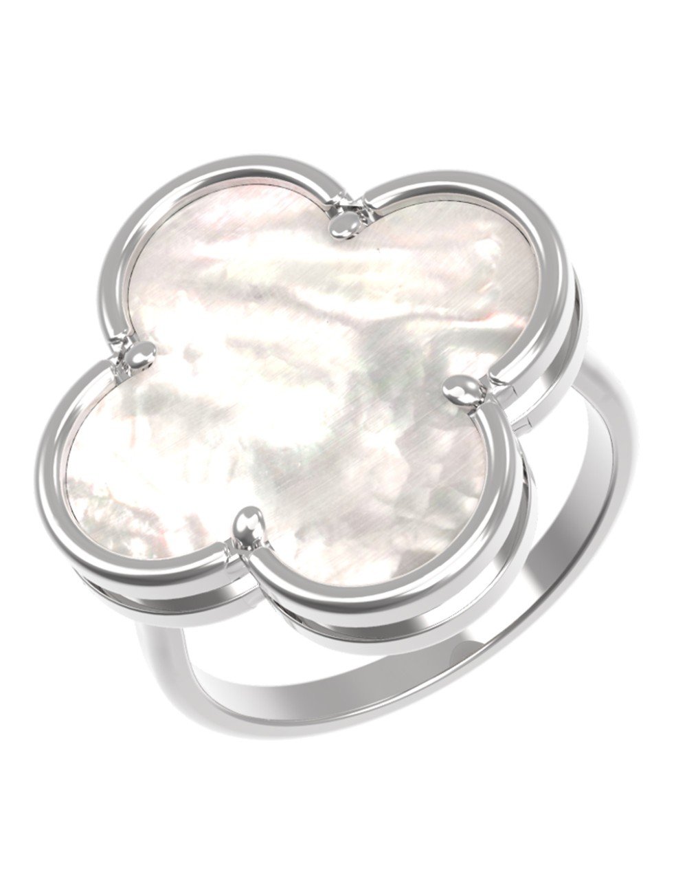 Кольцо из белого золота 585 пробы c перламутром