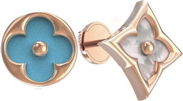 Серьги из золота c бирюзой и перламутром