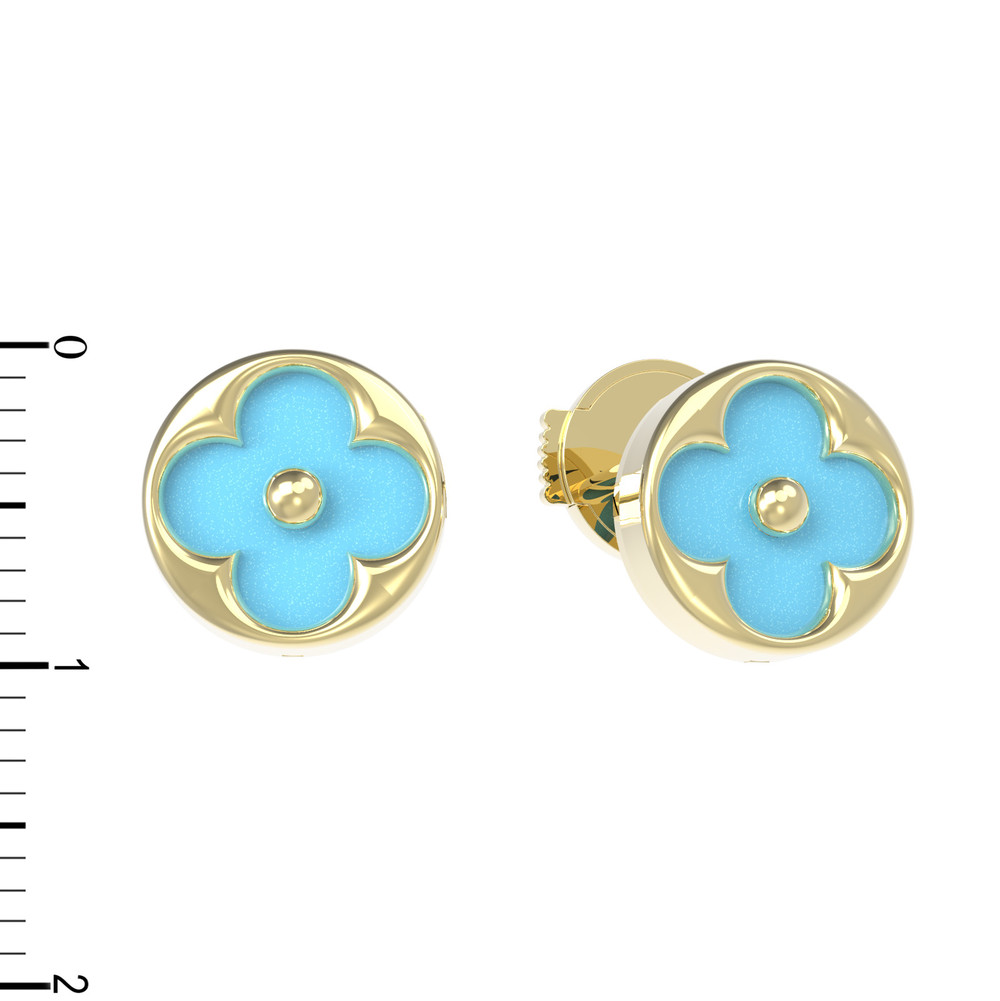 Серьги из лимонного золота c бирюзой