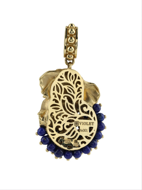 Подвеска из лимонного золота c эмалью и лазуритом
