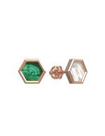 Серьги из золота 585 пробы c малахитом и перламутром