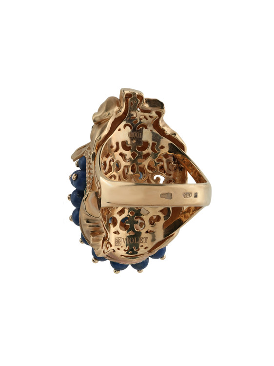 Кольцо из золота c эмалью и лазуритом