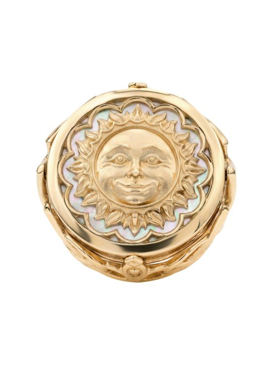 Кольцо из золота c ониксом и перламутром