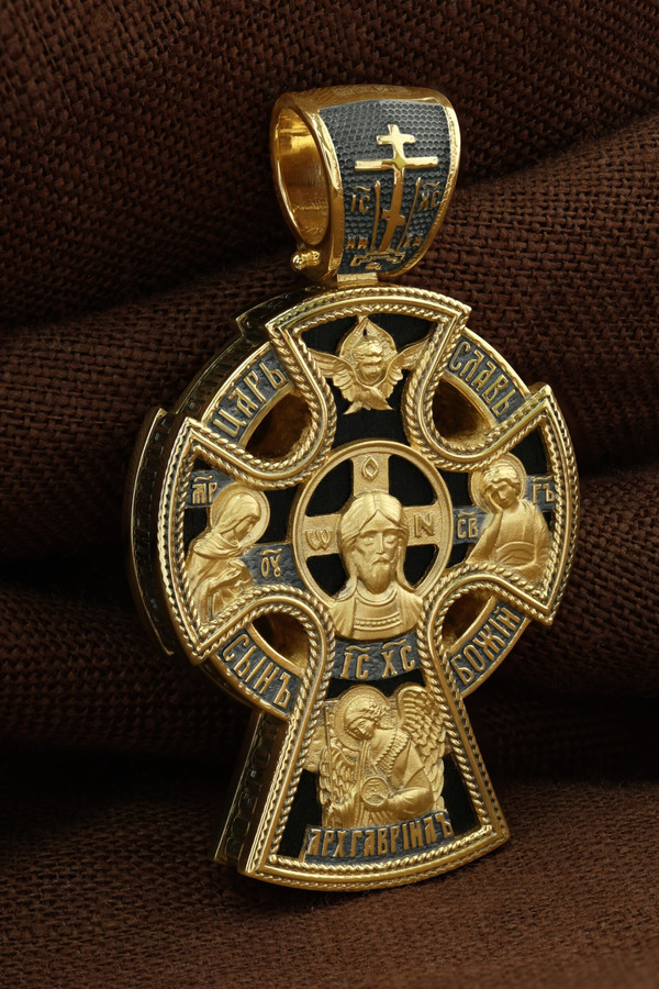 Крест из лимонного золота c эбеновым деревом