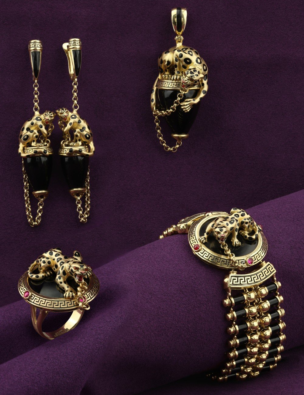 Подвеска из лимонного золота 585 пробы c эмалью и ониксом