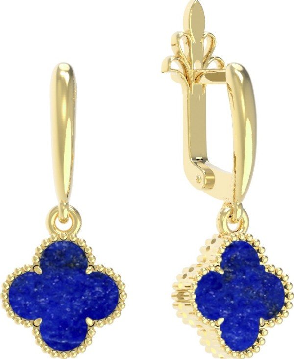 Серьги из лимонного золота c лазуритом