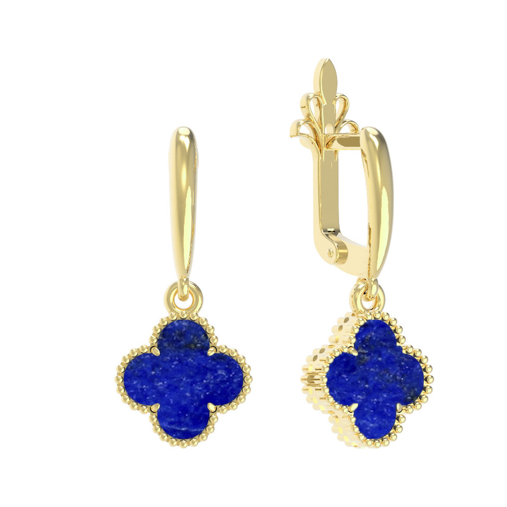 Серьги из лимонного золота c лазуритом