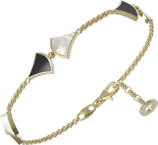 Браслет из лимонного золота c ониксом и перламутром