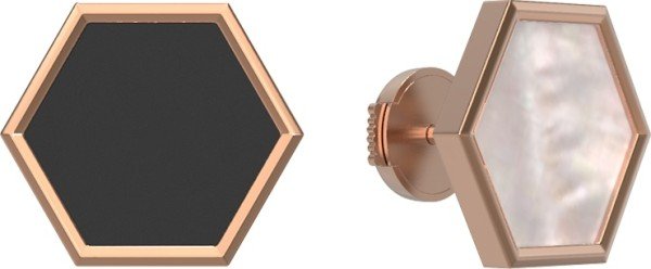 Серьги из золота c ониксом и перламутром