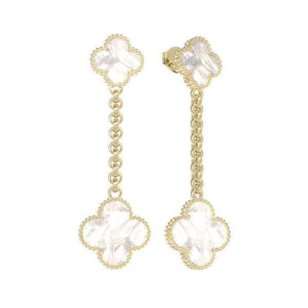 Серьги из лимонного золота c перламутром