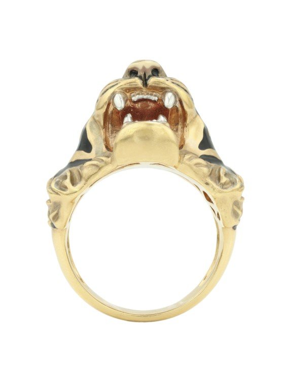 Кольцо из лимонного золота c эмалью