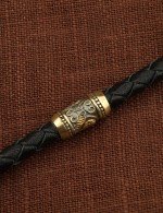 Гайтан из лимонного золота c кожаным шнурком