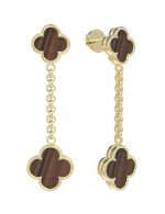 Серьги из лимонного золота 585 пробы c тигровым глазом
