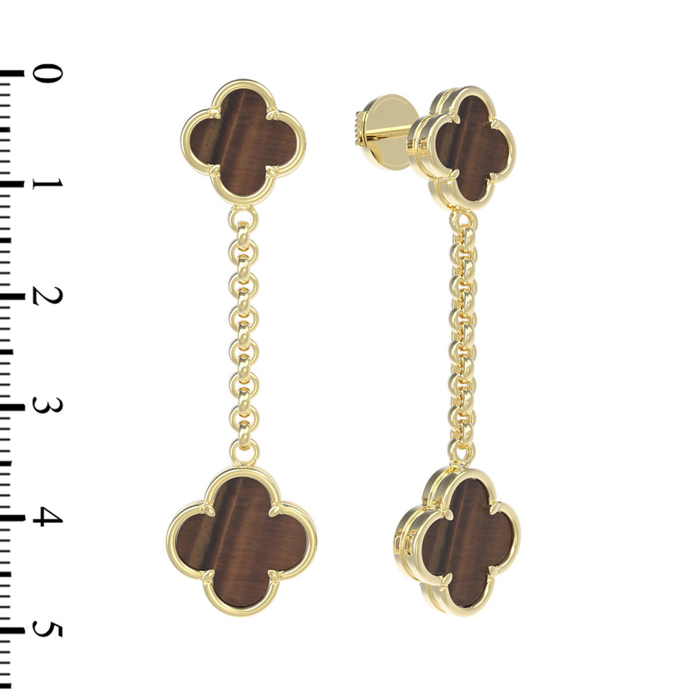 Серьги из лимонного золота c тигровым глазом