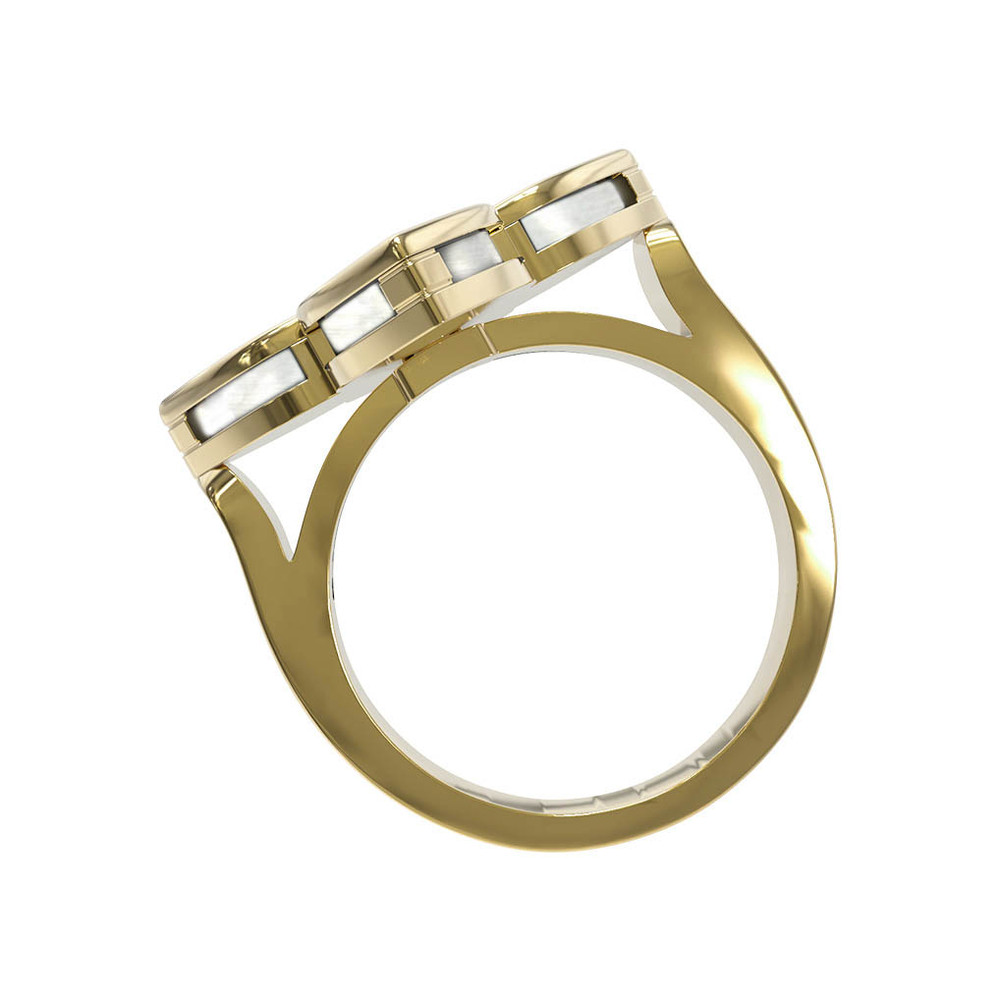 Кольцо из лимонного золота c бриллиантами и перламутром