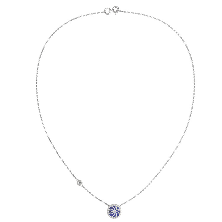 Колье из белого золота c бриллиантами и лазуритом