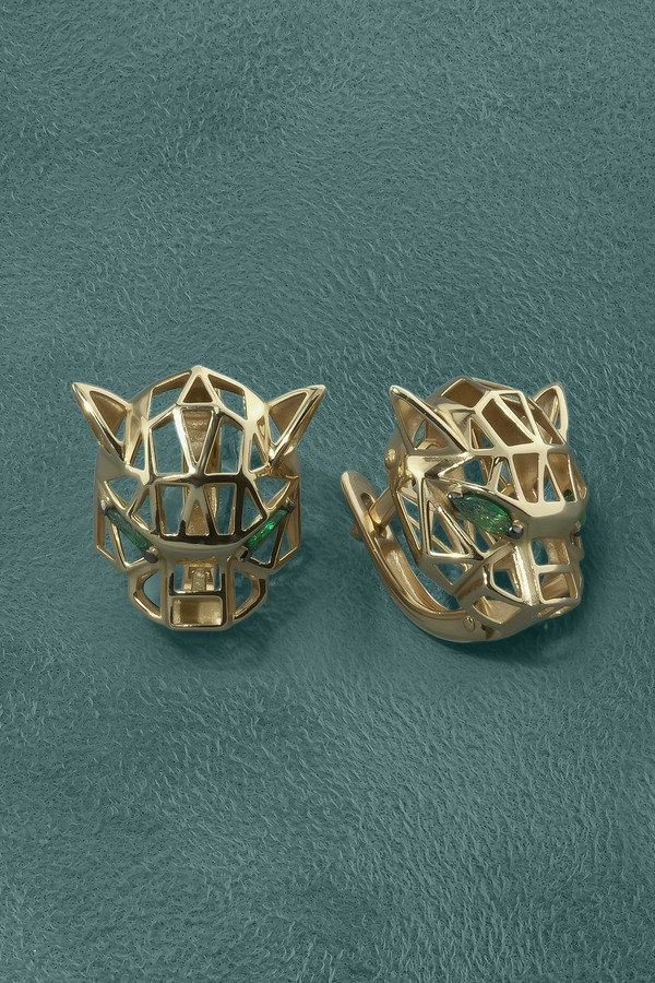 Серьги из золота c изумрудом