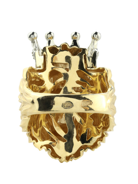 Кольцо из лимонного золота c эмалью и бриллиантами