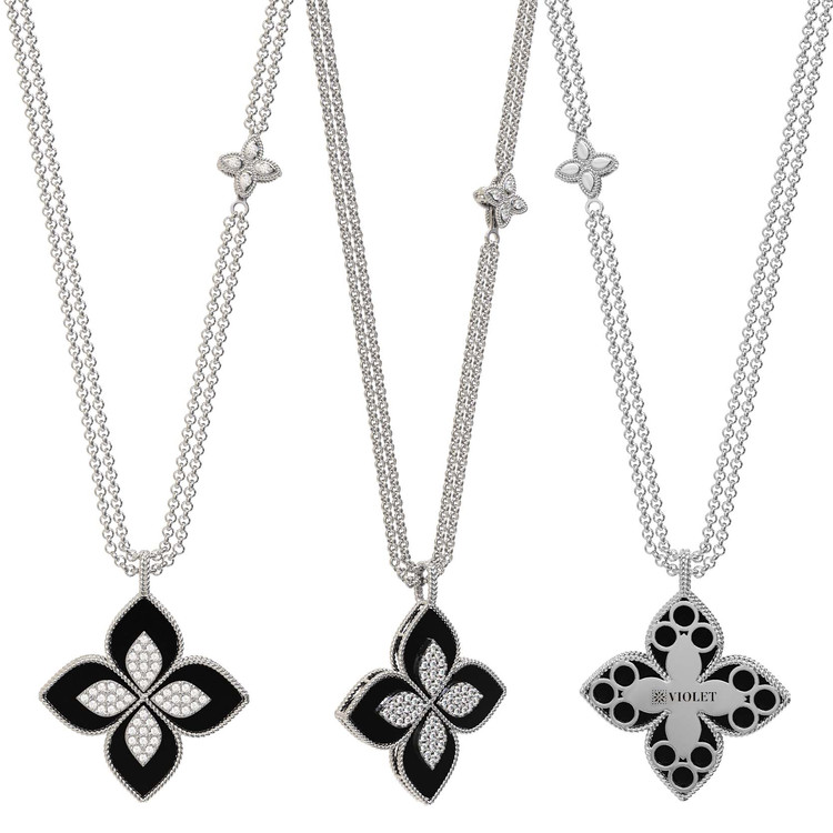 Колье из белого золота c бриллиантами и ониксом