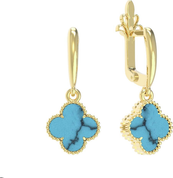 Серьги из лимонного золота c бирюзой