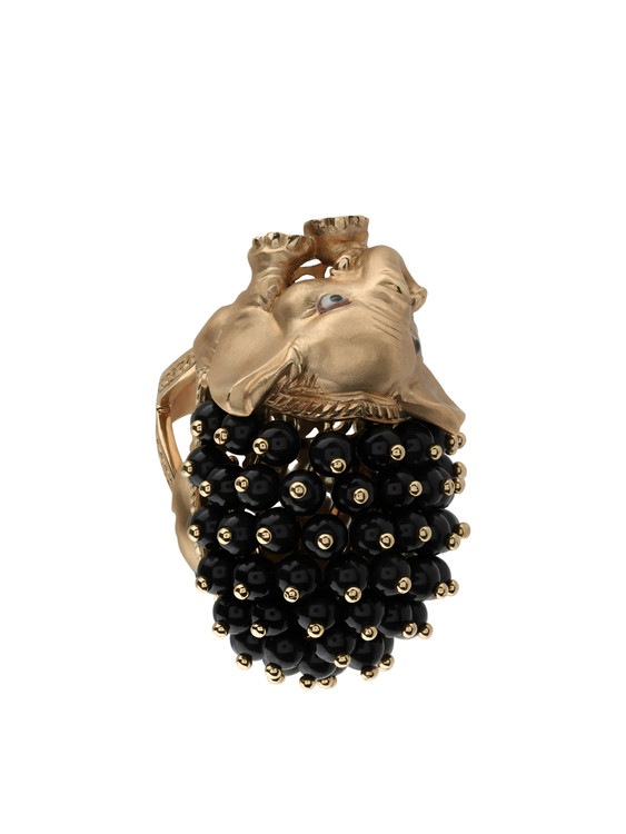 Кольцо из золота c эмалью и ониксом