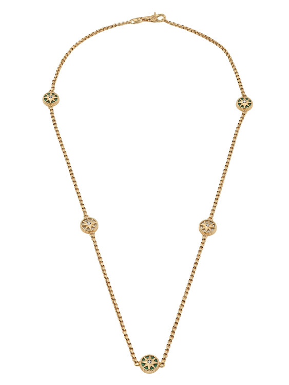 Колье из золота c бриллиантами, малахитом и перламутром