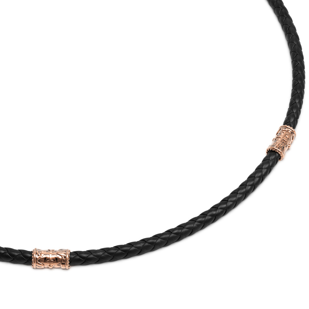 Гайтан из золота c кожаным шнурком