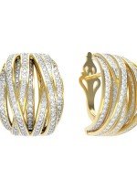 Серьги из лимонного золота 585 пробы c фианитом