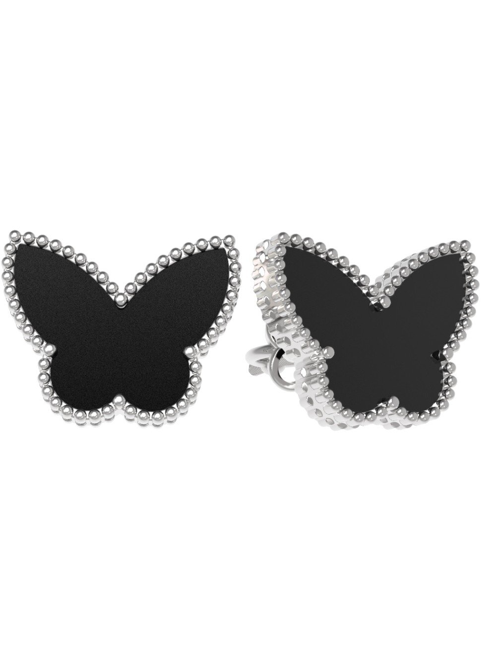 Серьги из белого золота 585 пробы c ониксом