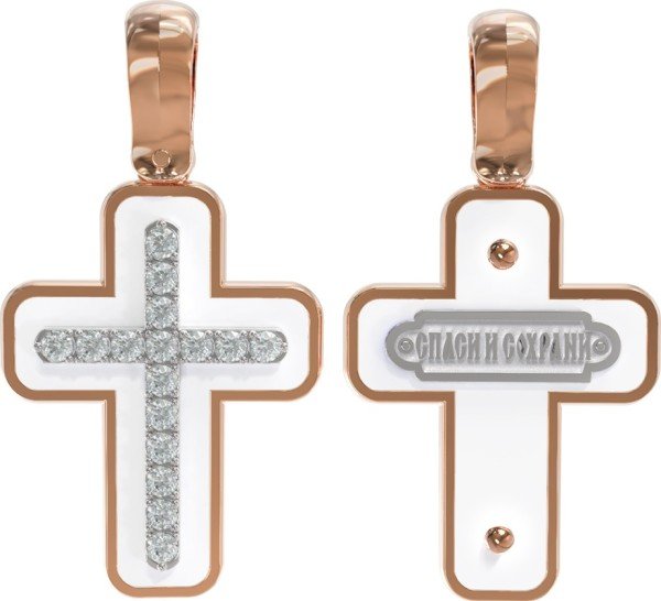 Крест из золота c эмалью и бриллиантами