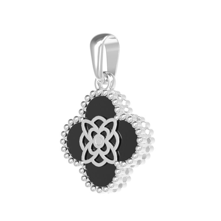 Подвеска из белого золота c бриллиантами и ониксом