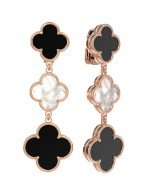 Серьги из золота 585 пробы c ониксом и перламутром