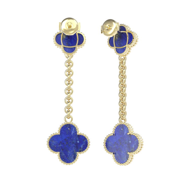 Серьги из лимонного золота c лазуритом