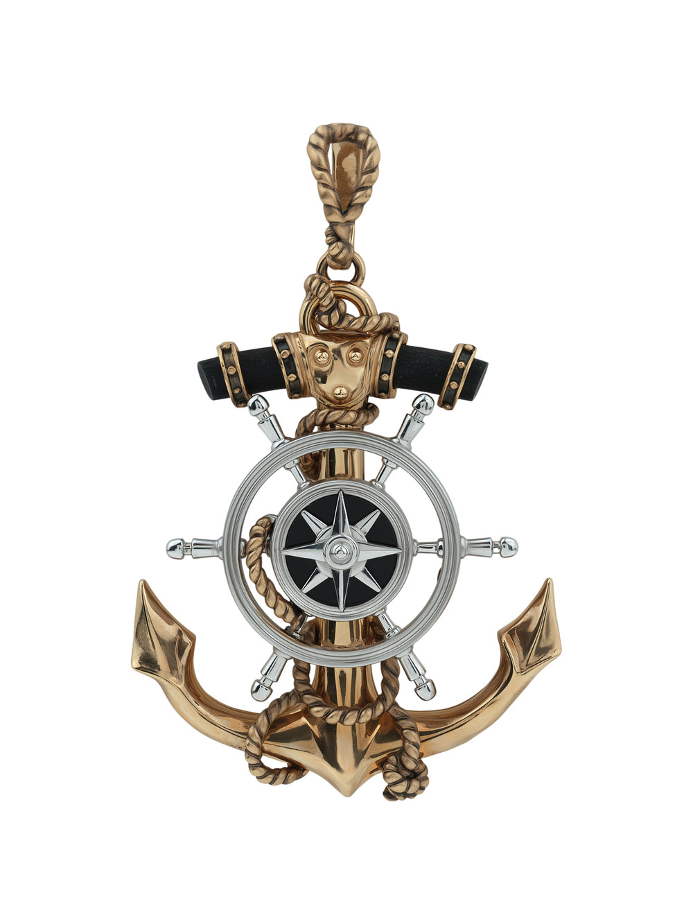 Подвеска из золота c ониксом и эбеновым деревом