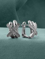 Серьги из белого золота 585 пробы c бриллиантами